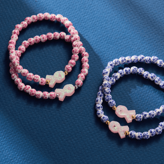HOLY WATER PORCELAIN PINK RIBBON AWARENESS BRACELET