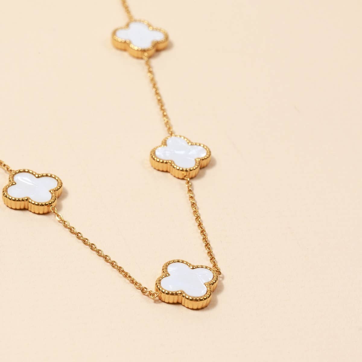Clover Charms 18K Gold Dip Stainless Steel Short Necklace