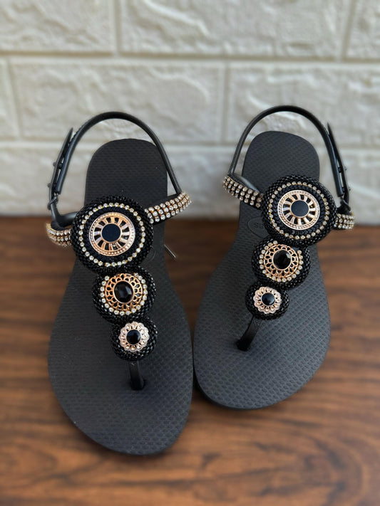 Black /gold Sandals