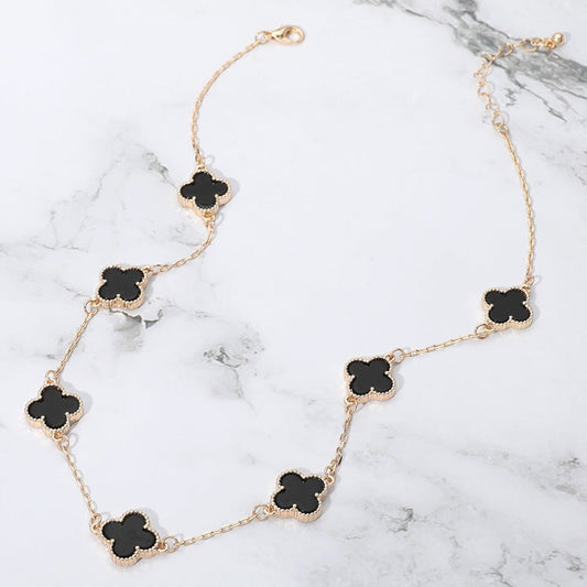 Clover station long  necklace