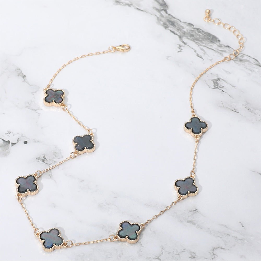 Clover station long  necklace