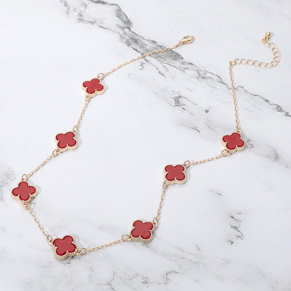 Clover station long  necklace