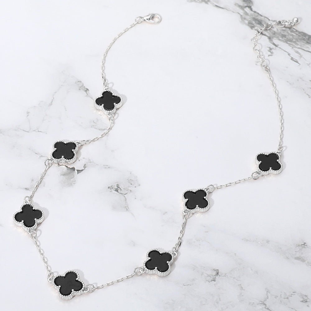 Clover station long  necklace