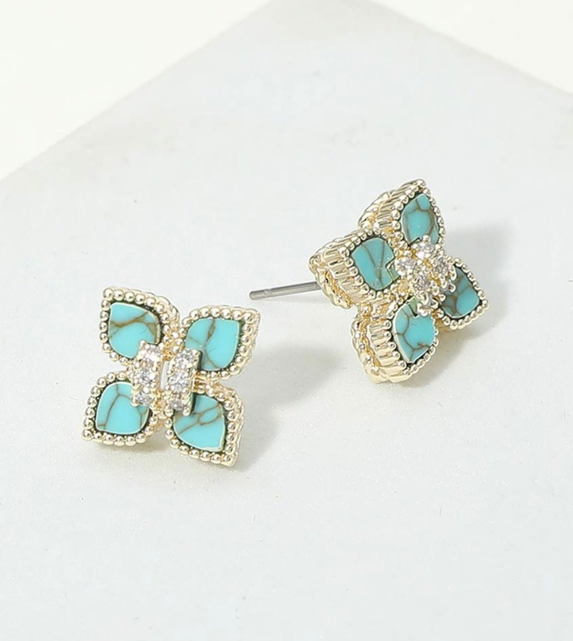 Turquoise Stone Stud Earrings