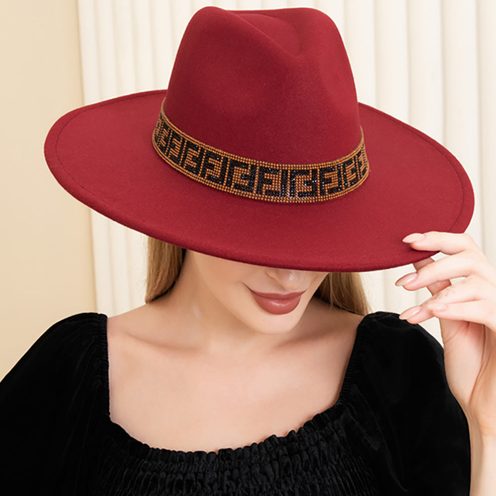 Patterned Band Fedora Panama Hat