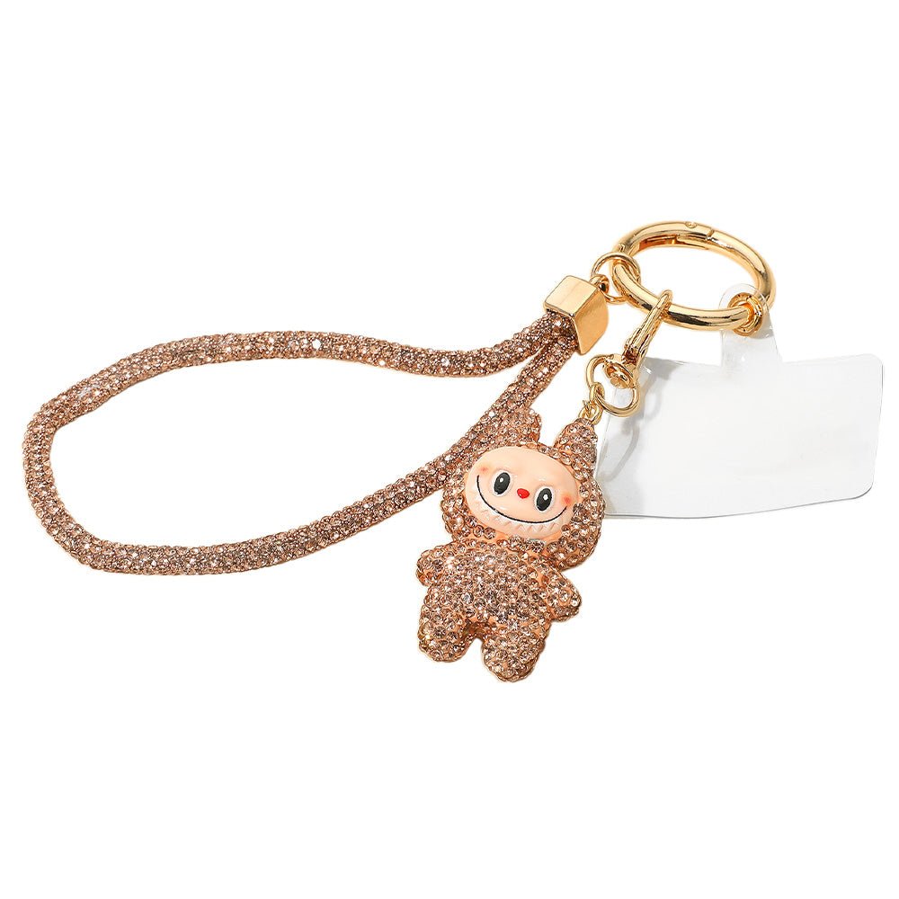 Bling Studded Monster Bunny Figure Phone Strap Keychain Bag Charm