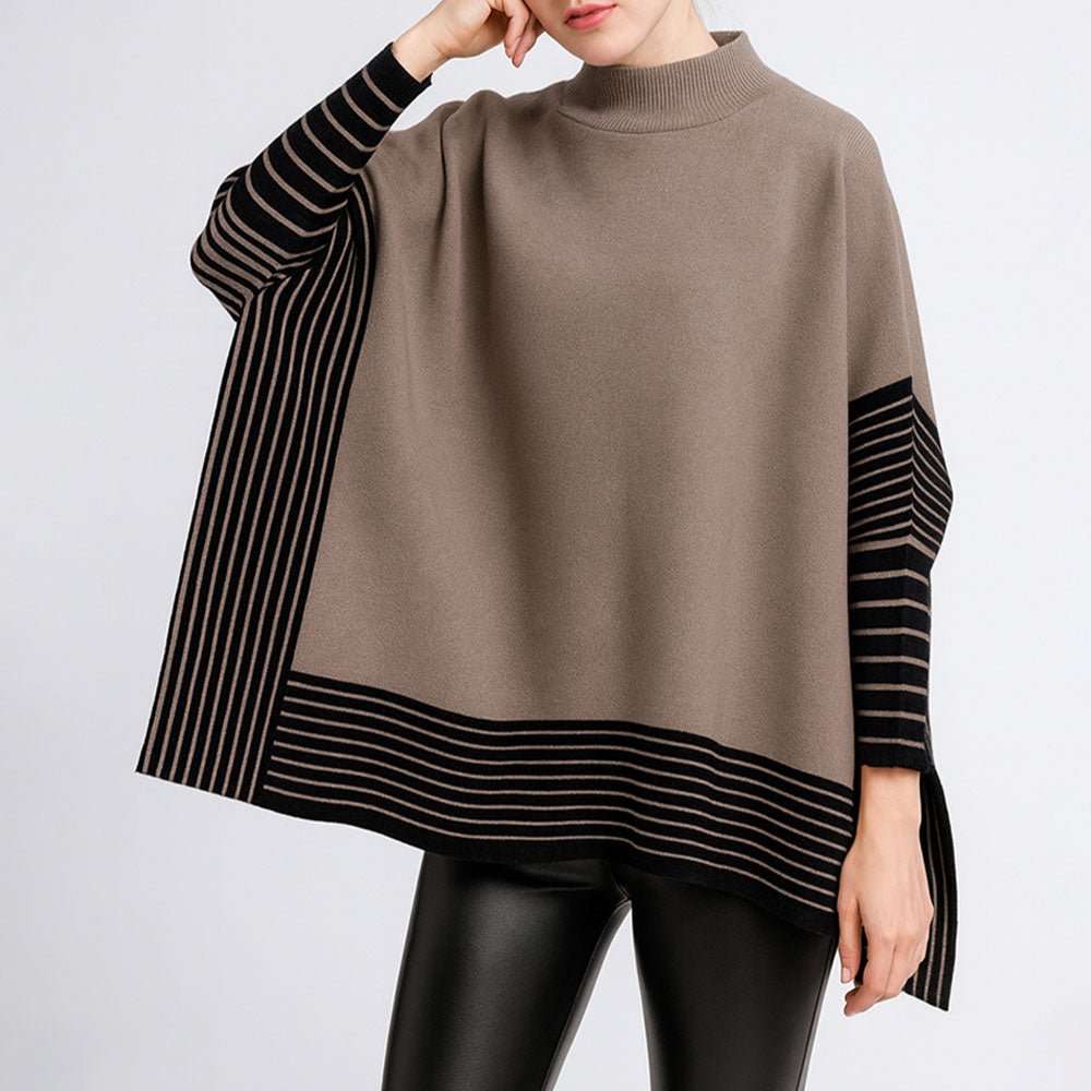 Striped Hem Mock poncho