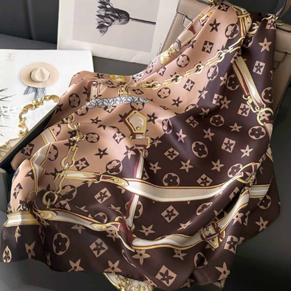 Chain and Belt Luxury Square Bandana Scarf