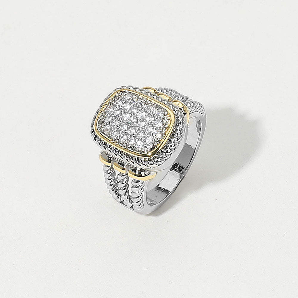 CZ Stone Paved Textured Wide Ring