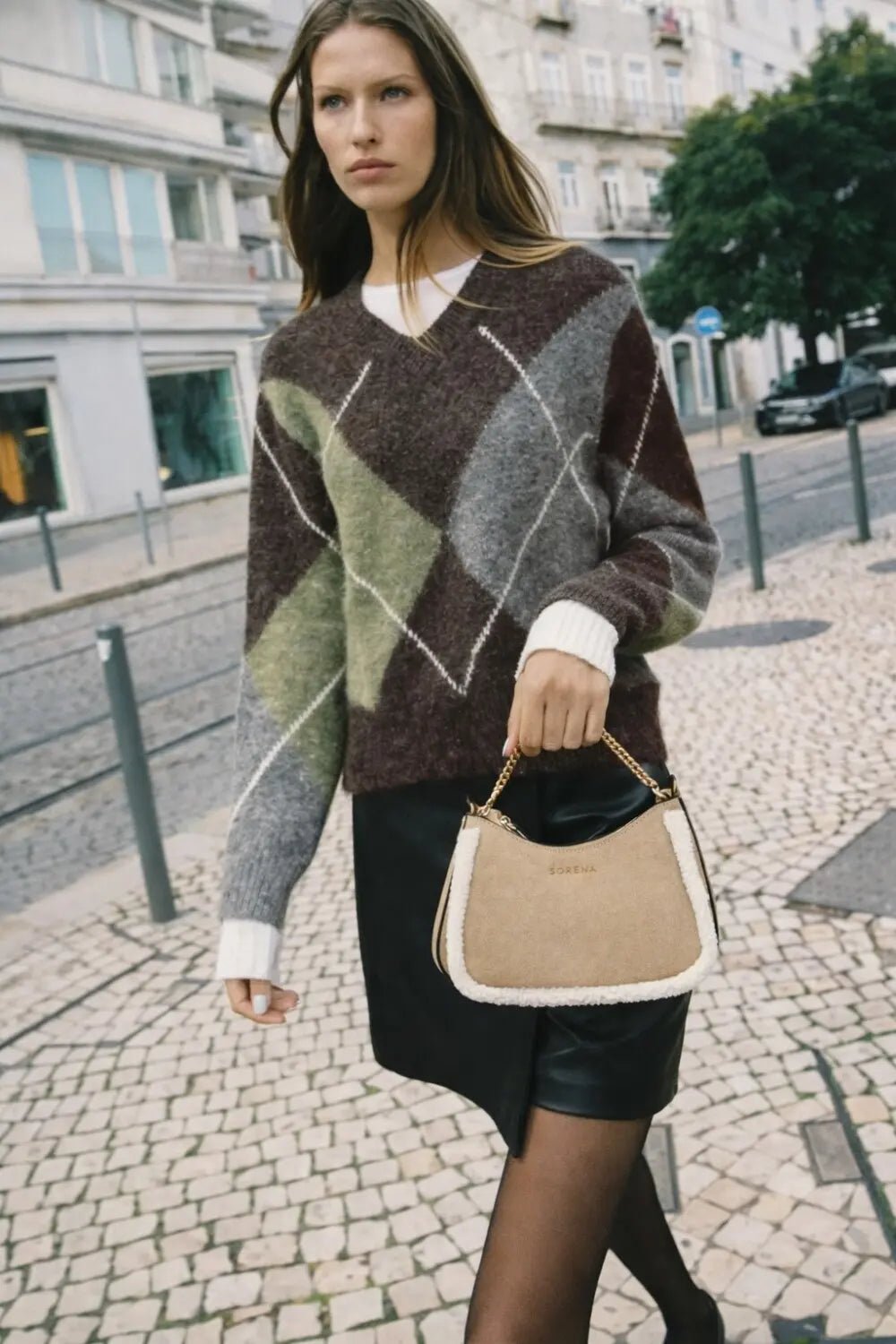 VALENTINA SUEDE BEIZE CROSSBODY BAG