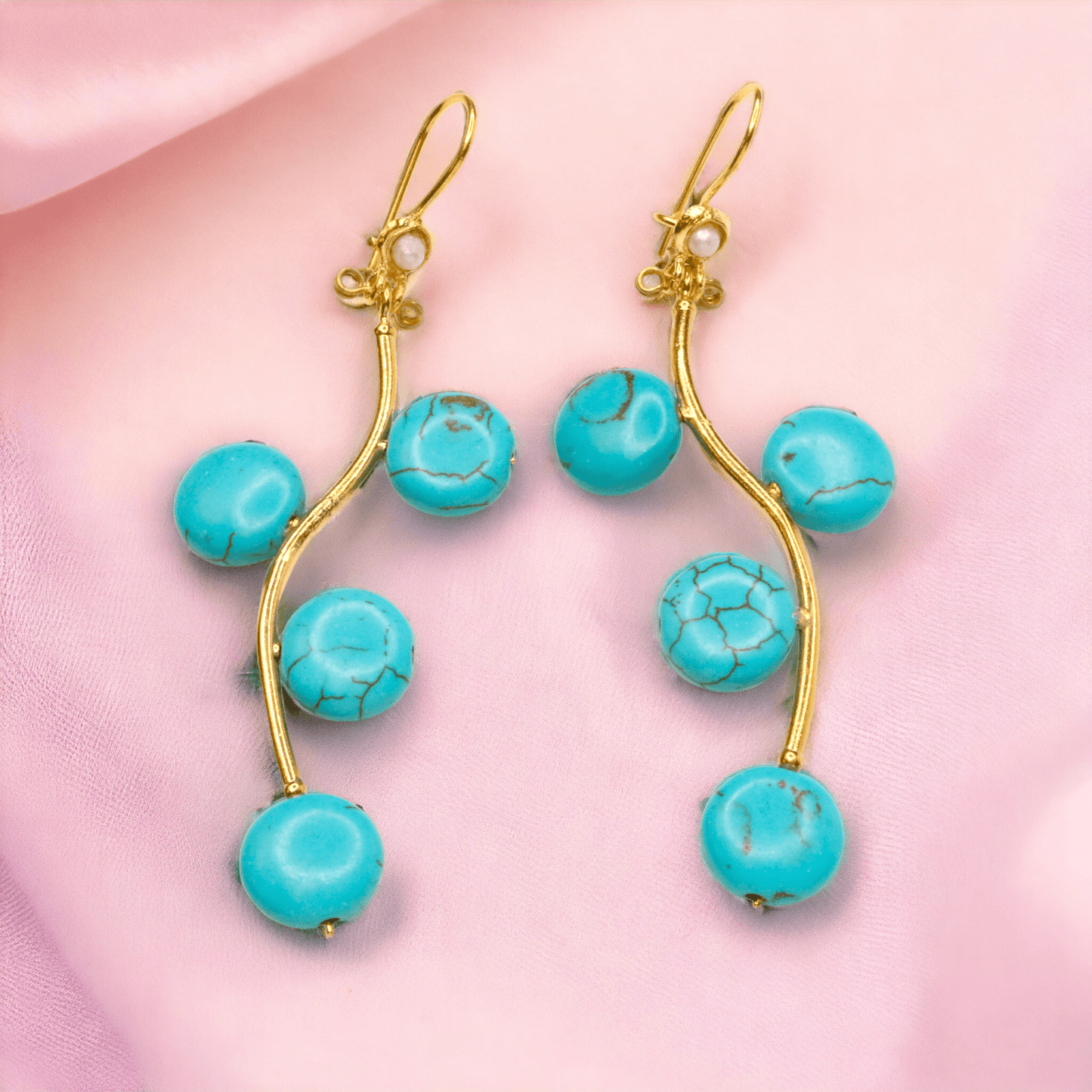 Gold Plated Turquoise Earrings
