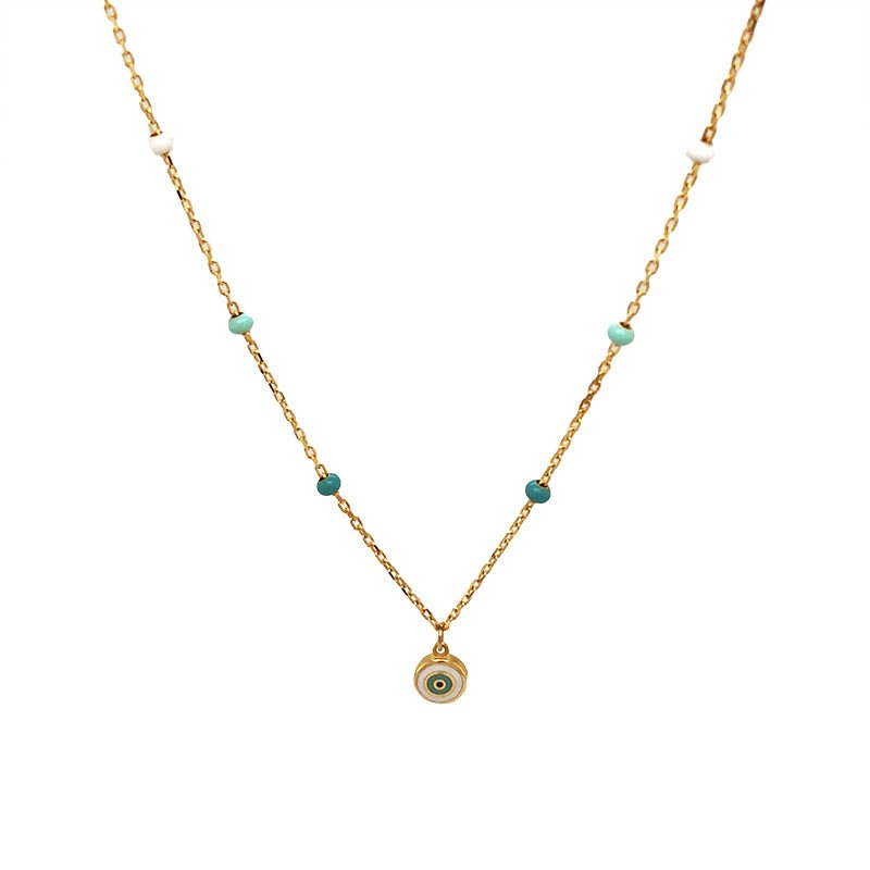 14k gold evil eye charm necklace