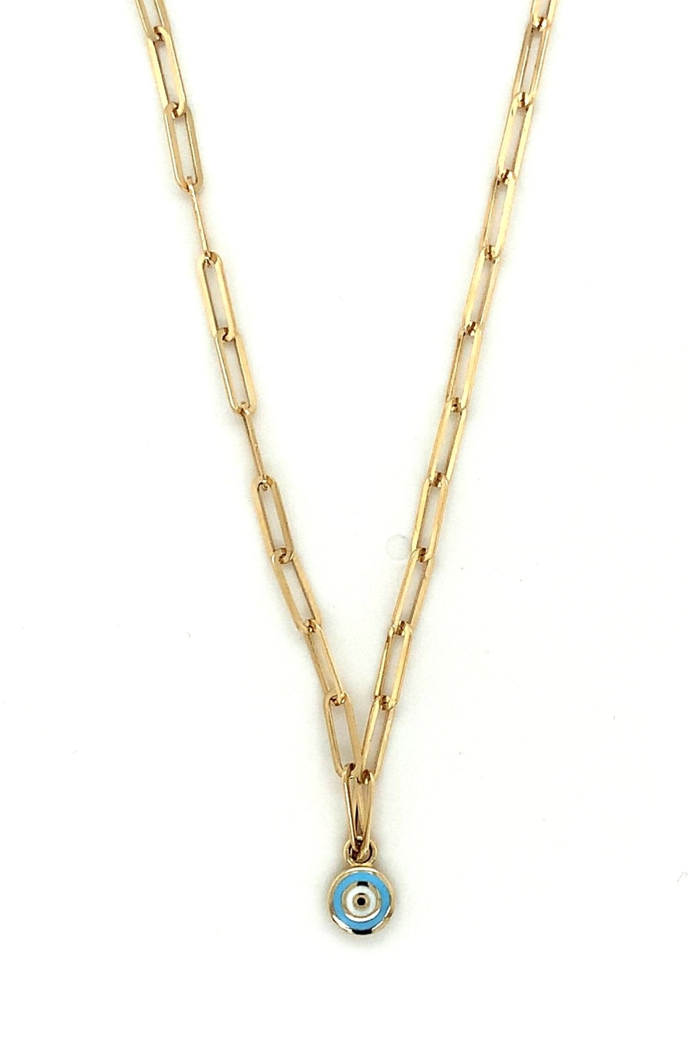 14k gold evil eye charm necklace