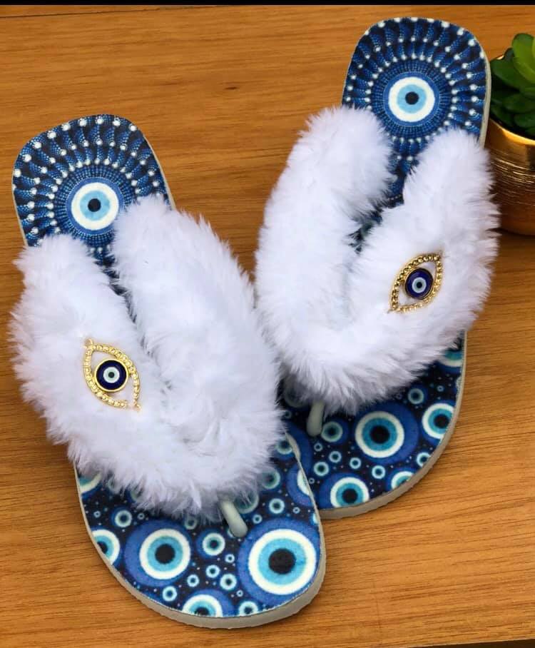 Evil eye flip flops