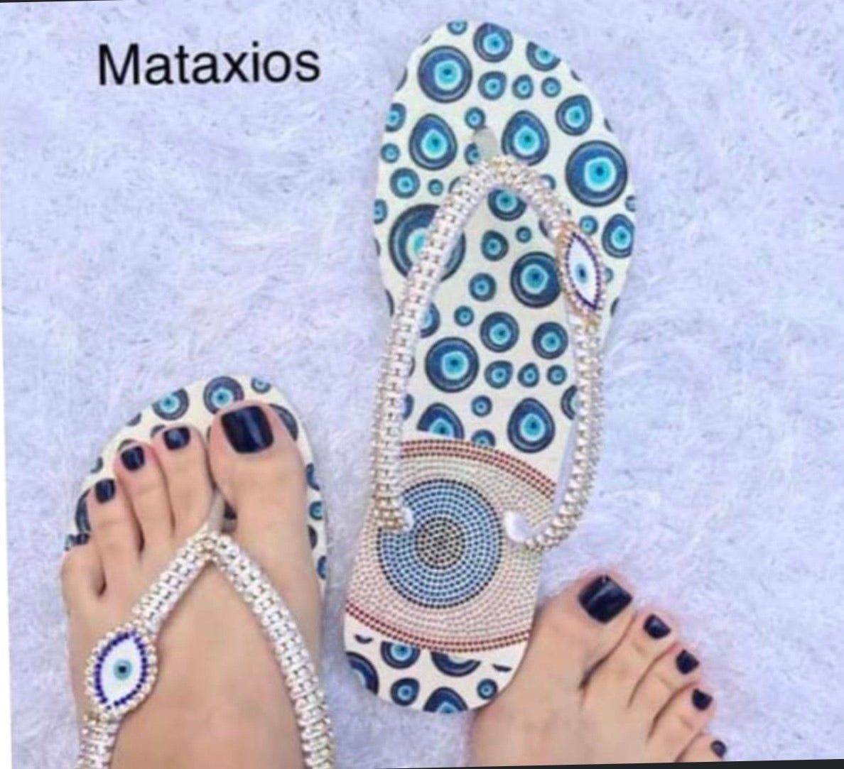Evil eye flip flops
