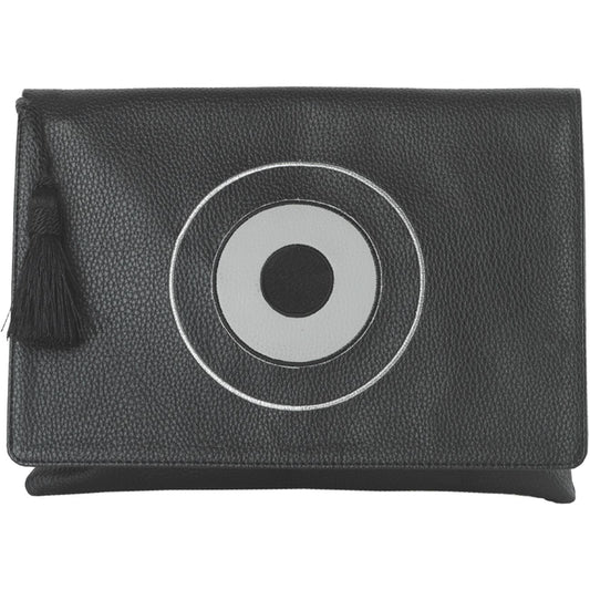 Black evil eye clutch