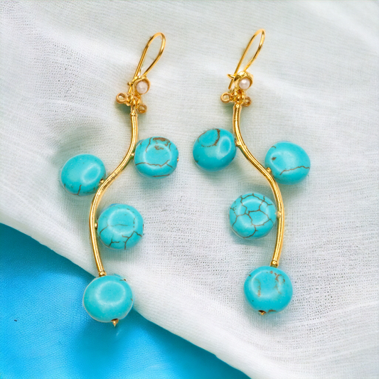 Gold Plated Turquoise Earrings