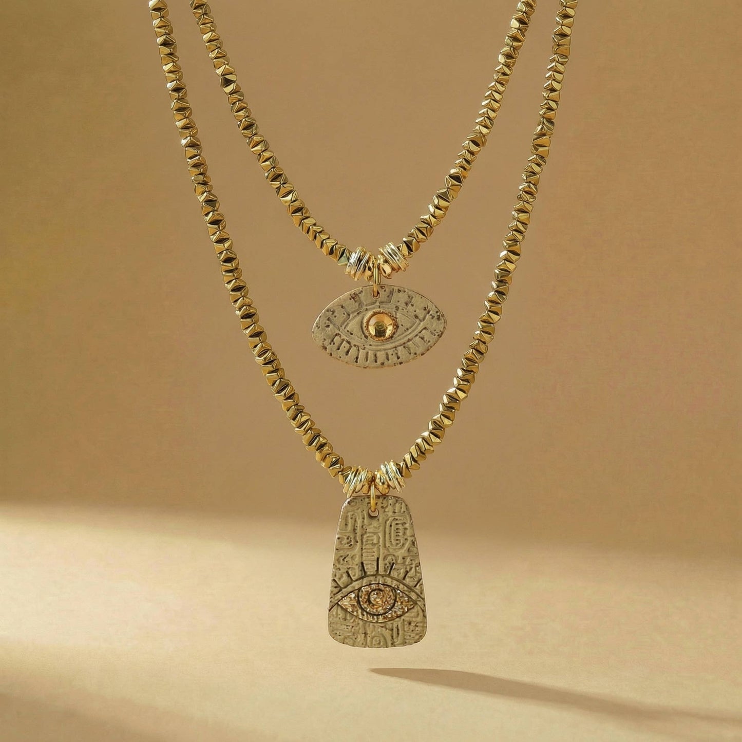 Ceramic Eye Talisman Hematite Necklace