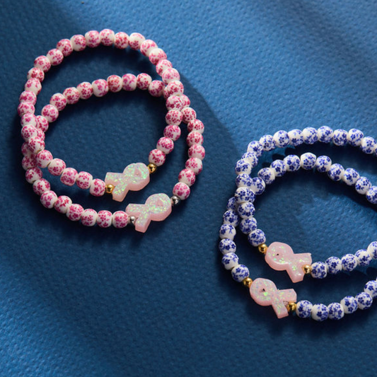 HOLY WATER PORCELAIN PINK RIBBON AWARENESS BRACELET