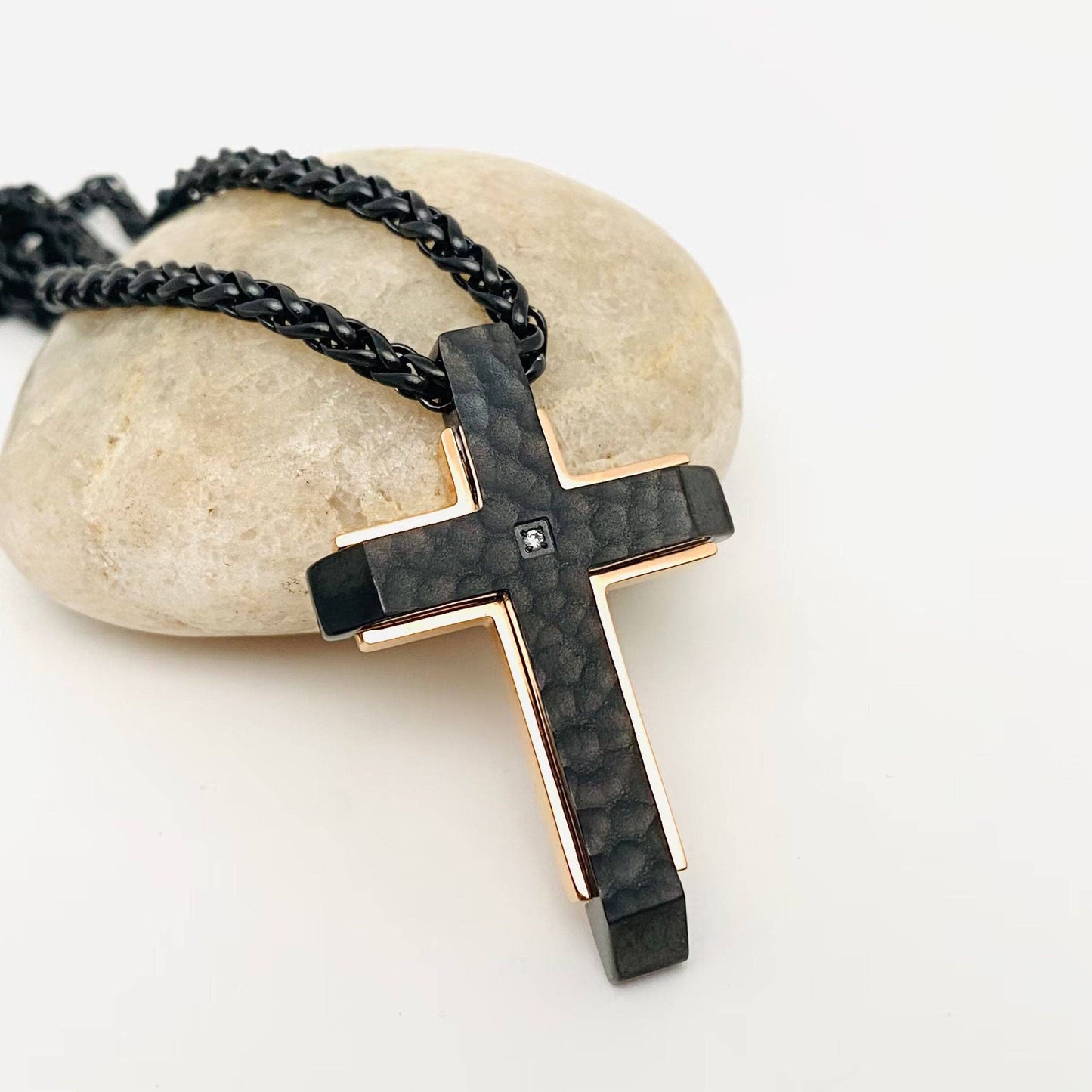 Two-color Stainless Steel Cross Charm Men's Necklace -MJ/MNP