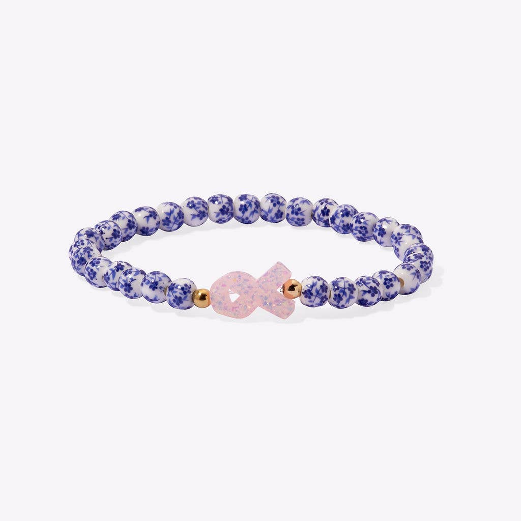HOLY WATER PORCELAIN PINK RIBBON AWARENESS BRACELET