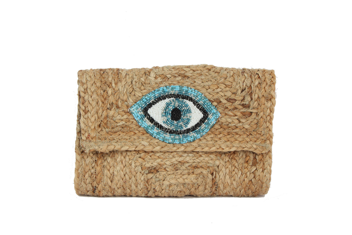 Ladies Fashion Jute Clutch With EVIL EYE Theme