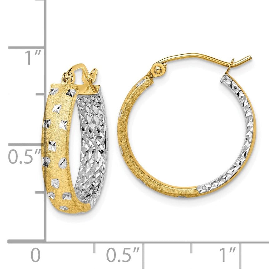 10k Two-Tone Gold Diamond-Cut Lightweight  Earrings