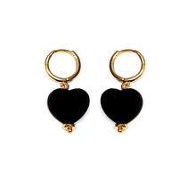 Load image into Gallery viewer, Various gold plated earrings with a variation of black hearts(Pre-order)