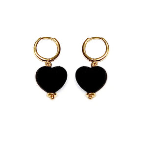 Various gold plated earrings with a variation of black hearts(Pre-order)