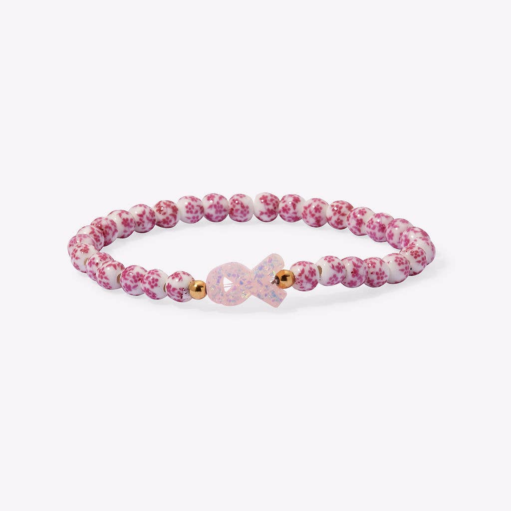 HOLY WATER PORCELAIN PINK RIBBON AWARENESS BRACELET