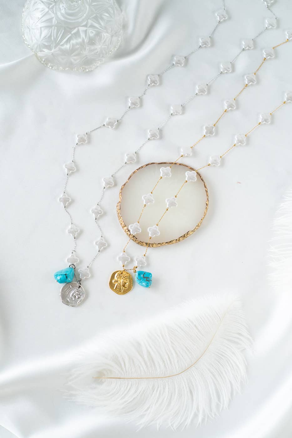 Ancient coin charm long necklace
