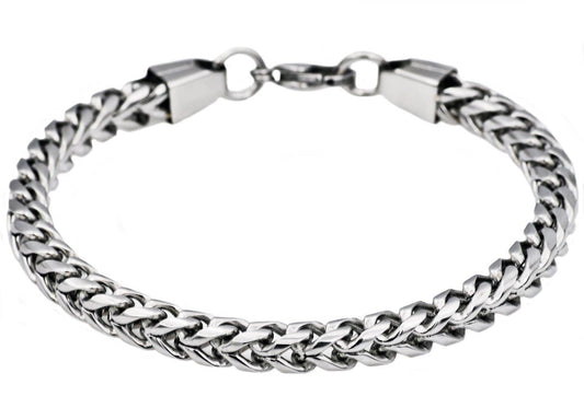 Men's Stainless Steel Rounded Franco Link Chain Bracelet