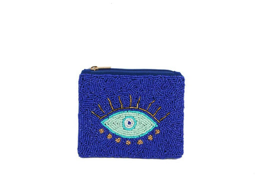 Ladies Fully Beaded EVIL EYE  Printed Cosmetic Bag