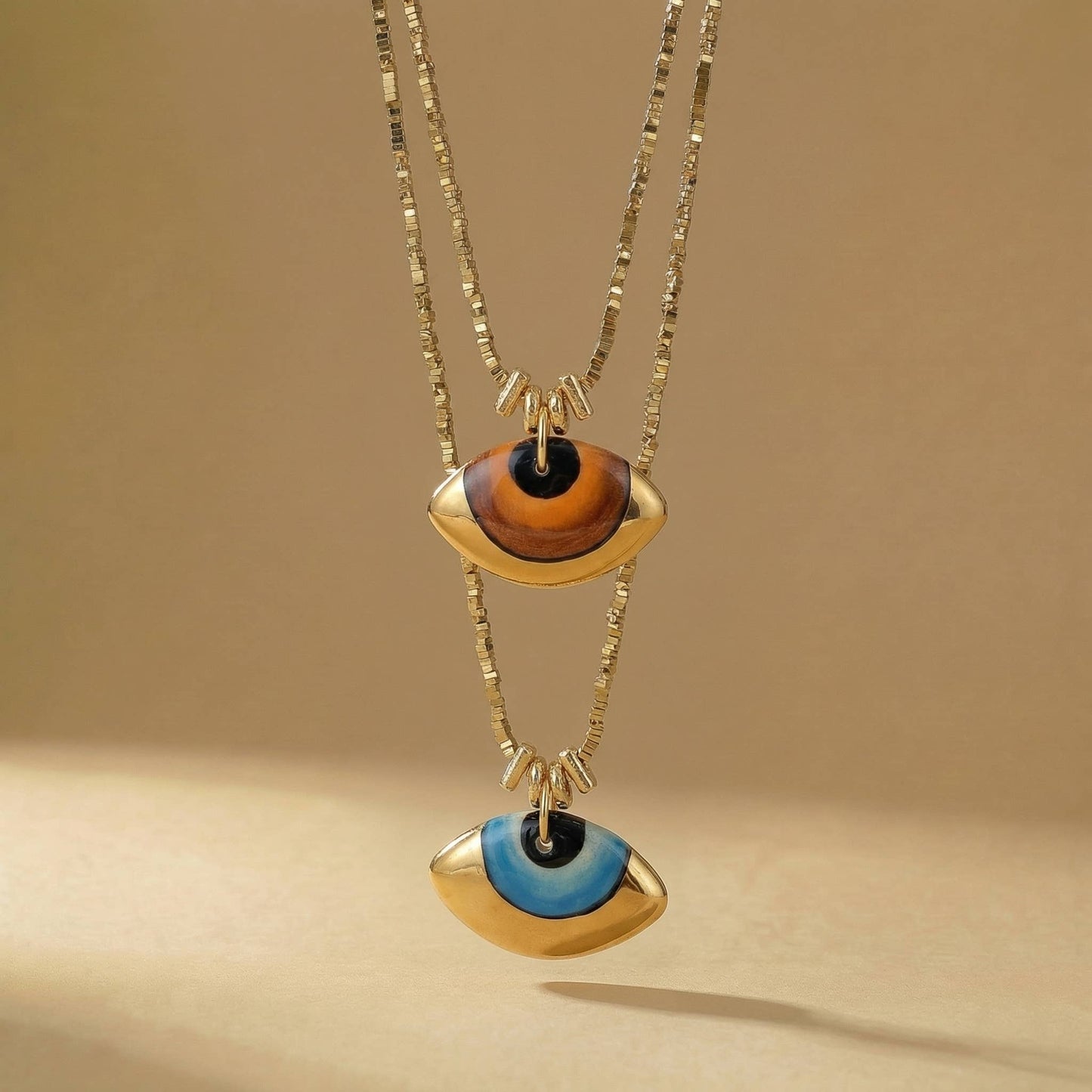 Handmade Ceramic Evil Eye Talisman Pendant Necklace