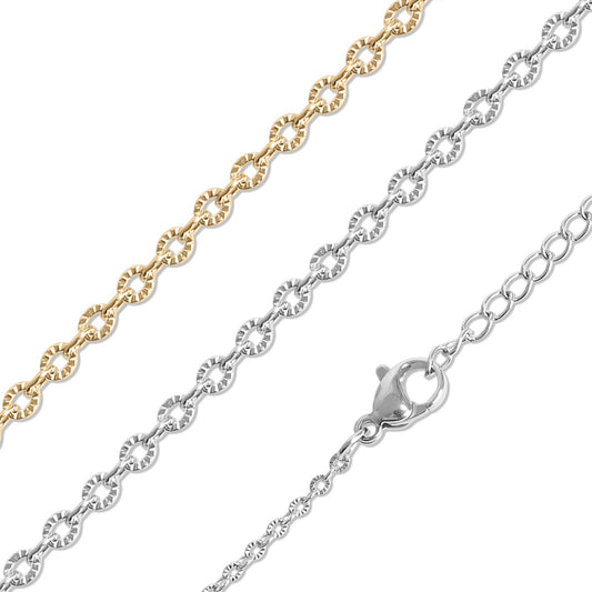 Stainless Steel Crimped Oval Chain Necklace
