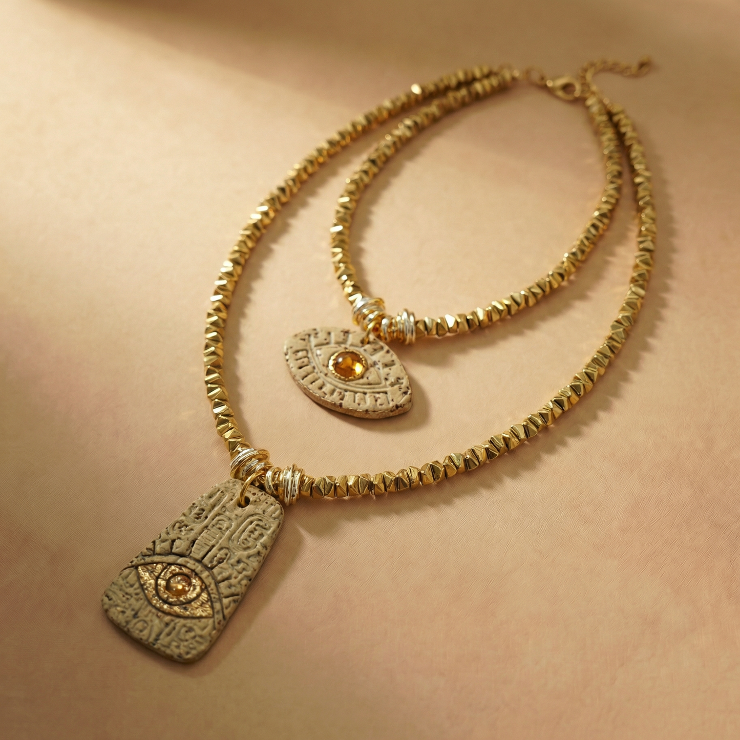 Ceramic Eye Talisman Hematite Necklace