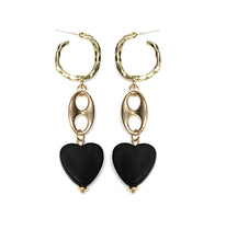 Load image into Gallery viewer, Various gold plated earrings with a variation of black hearts(Pre-order)