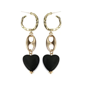 Various gold plated earrings with a variation of black hearts(Pre-order)