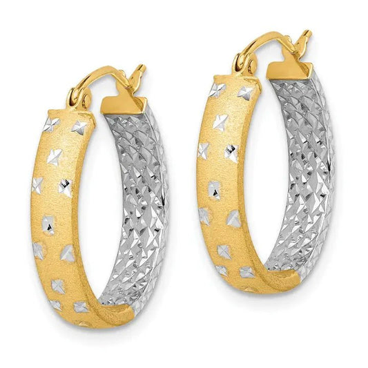 10k Two-Tone Gold Diamond-Cut Lightweight  Earrings
