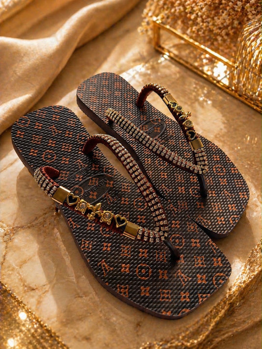 Mellina flip flops with crystals