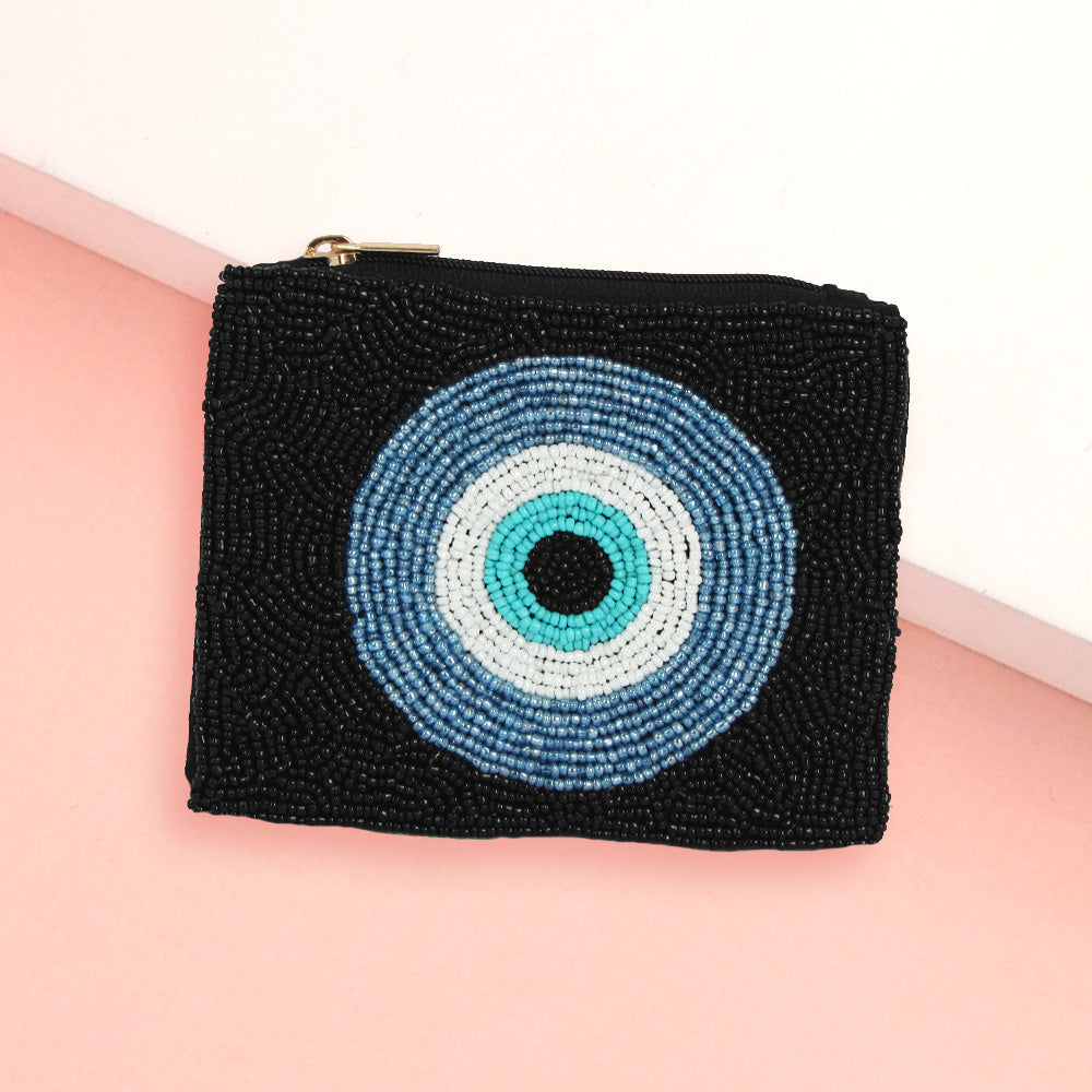 Evil Eye Beaded Mini Pouch Bag