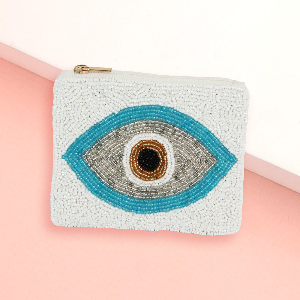 Evil Eye Beaded Mini Pouch Bag