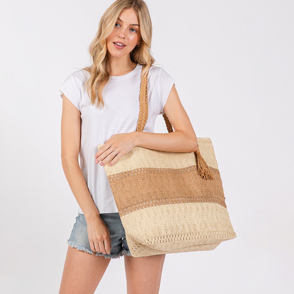 Woven tassel straw bags