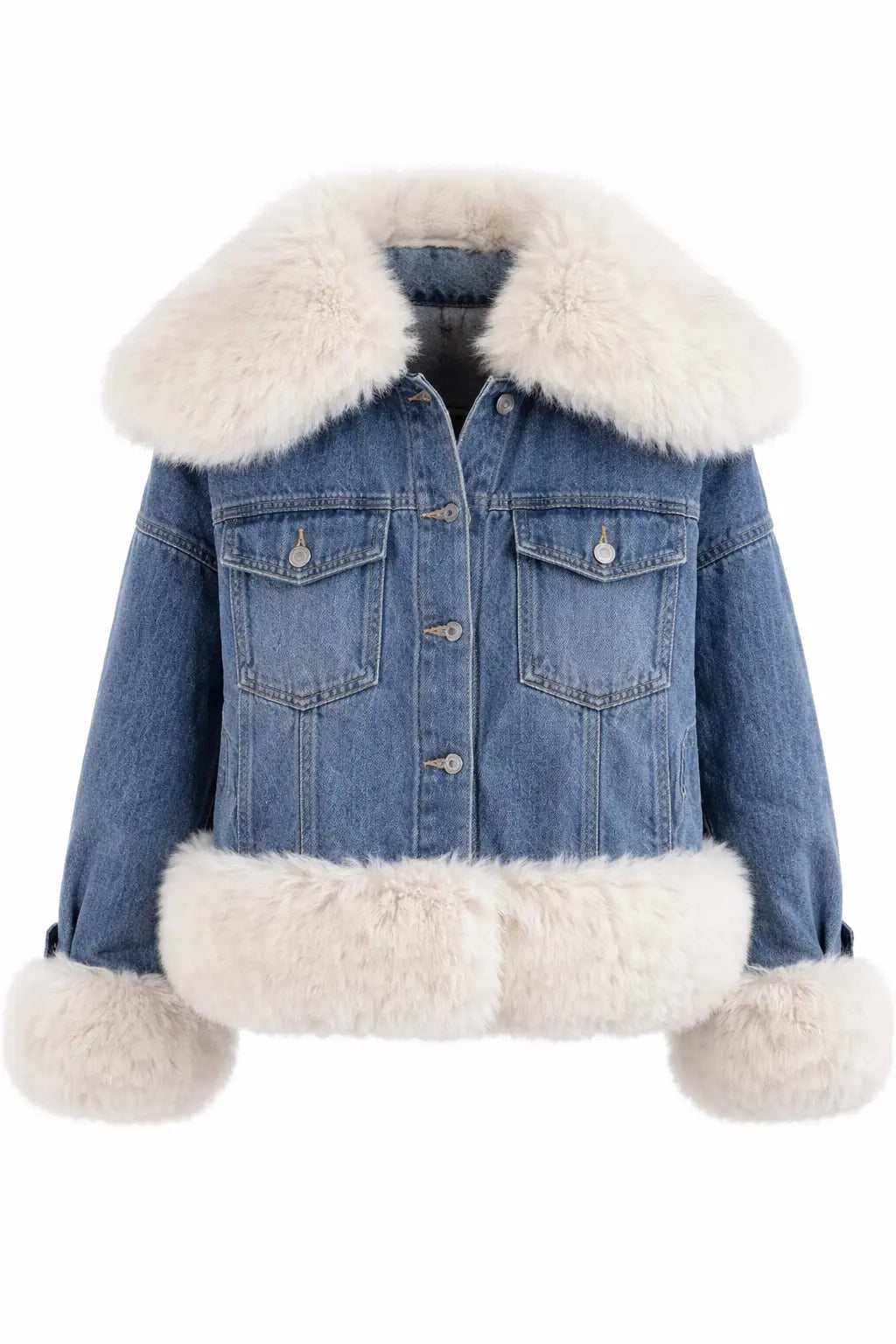 DENIM FUR GLAM JEAN JACKETS
