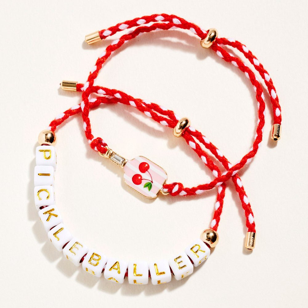 Pickleball Paddle Ball Accent Adjustable Cinch Pull Tie Bracelets