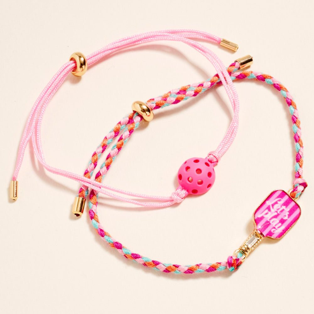 Pickleball Paddle Ball Accent Adjustable Cinch Pull Tie Bracelets