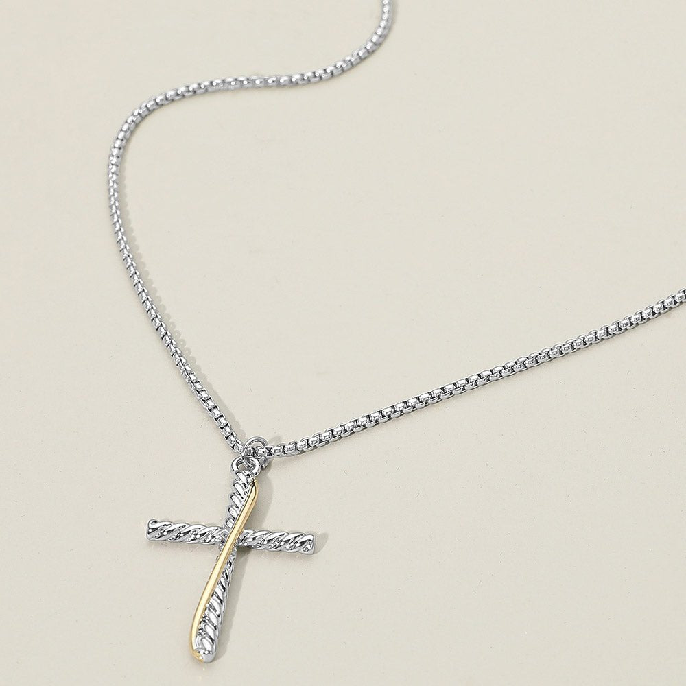 CZ Stone Cross Pendant Necklace