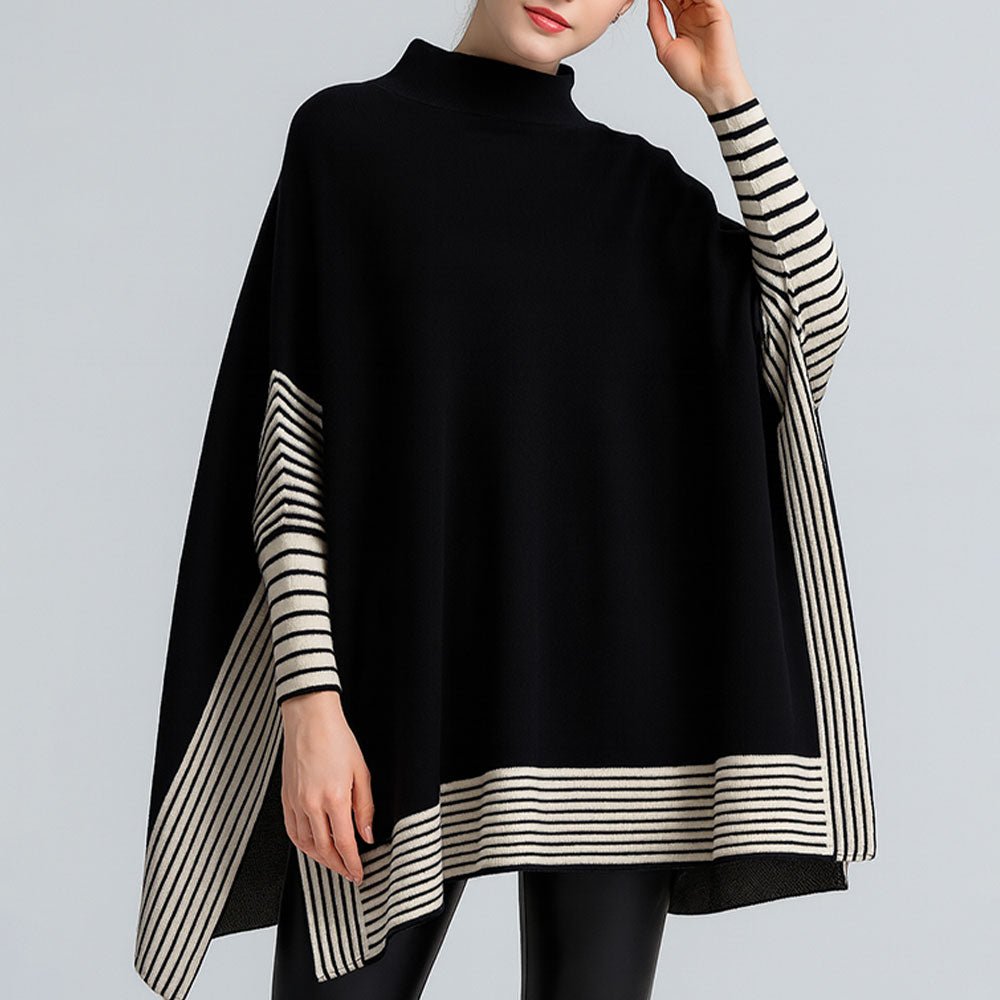 Striped Hem Mock poncho
