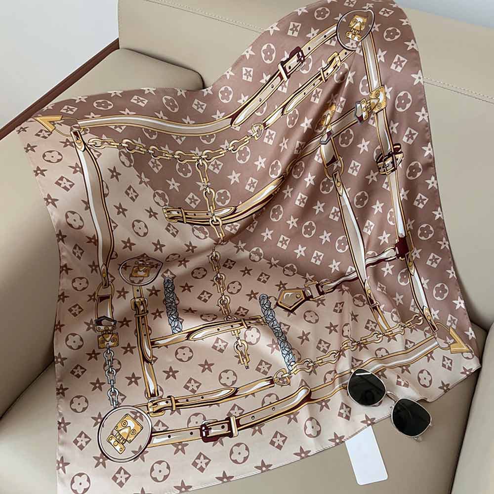 Chain and Belt Luxury Square Bandana Scarf