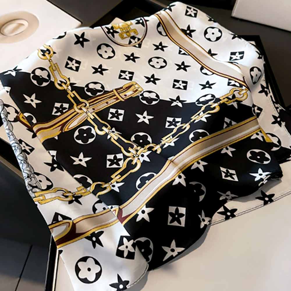 Chain and Belt Luxury Square Bandana Scarf